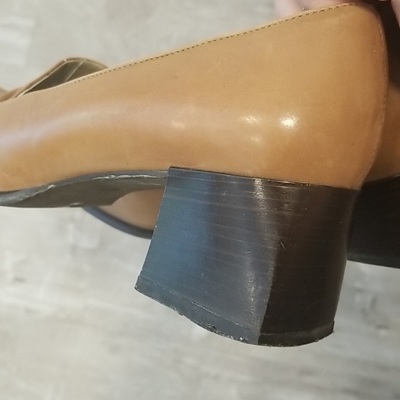 💕SAKS FIFTH AVENUE💕 Penny Loafer Leather Heels - Picture 11 of 13